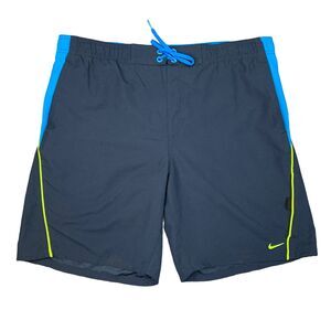 Nike Swim Short Men M Medium Navy Blue Colorblock Elastic Waist Mesh Brief Lined